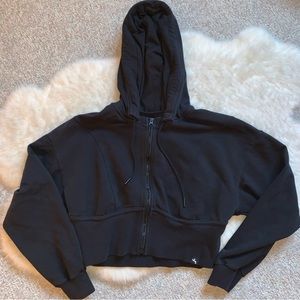 Joy lab black cropped zip up hoodie medium